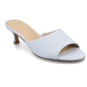 Journee Collection White Open-Toe Kitten Heel Slide